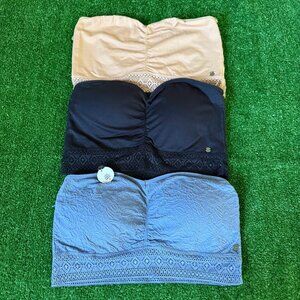 Lucky Brand Seamless Lace Bandeau Bra 3-Pack Strapless Tube Bralette Bra Size L